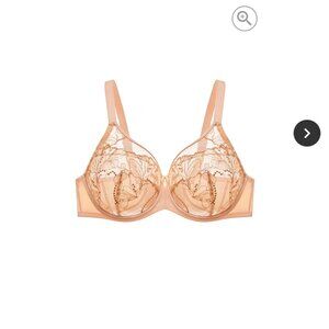 Understance Bra Size 36G Anya Flexwire Unpaded Lace Peach Full Coverage NWT $68